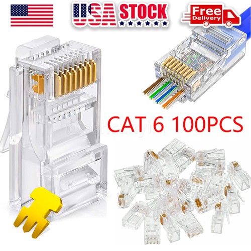 100pcs RJ45 Pass Through Modular Plug Network Cable Connector End 8P8C ...