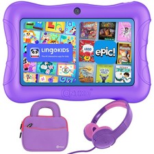 Contixo 7" Kids Tablet Bundle Purple Headphones Sleeve