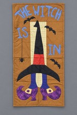 Handcrafted Halloween Novelty Quilted Wall Hanger The Witch Is In Artist Signed
