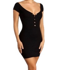 Fashion Nova Black Mini Body Sculpting Ribbed Sexy Dress Size Large L NEW