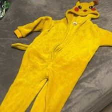 Pikachu Anime Hooded Jumpsuit Costume Yellow Unisex Size 100