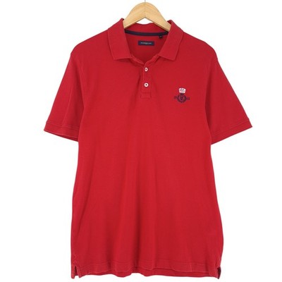 Vintage Henri Lloyd Herren Poloshirt Rot Stretch Baumwolle Nk9 Größe S
