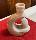 Vintage Mid Century Modern FRANKOMA POTTERY #305  White Candlestick Holder