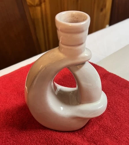 Vintage Mid Century Modern FRANKOMA POTTERY #305  White Candlestick Holder