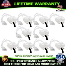 10X Dryer Door Switch Assembly Replacement for Whirlpool Kenmore, Maytag 3406107
