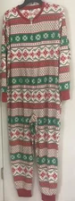 Christmas Union Suit Womens Green Red Fair Isle Jammies Families Size M ~ NEW
