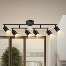 Track Lighting Fixtures Ceiling Black, 6 Light Track Lighting Kit for Kitchen, 3