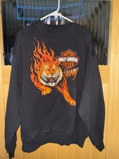 VTG 1994 HARLEY DAVIDSON UNTAMED TIGER FLAMES SWEATSHIRT XXL DBL SIDED 90s USA