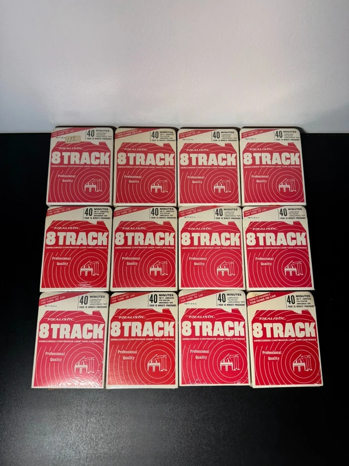 Realistic 40 Minute Blank 8-Track Recording Tapes Sealed Radio Shack - Lot of 12 - Image 2 of 4