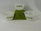 VTG Anchor Hocking Fire King Set of 3 Mixing Bowls/Meadow Green Pattern NO defec