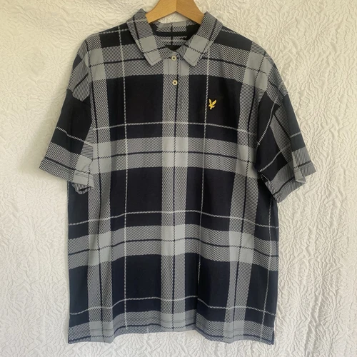 Lyle And Scott  Mens Checked Blue / Grey Polo Shirt, Golf, Sport, Casual, BNWT