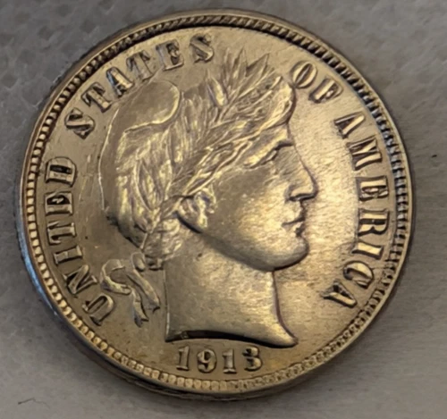 1915 Barber Dime AU Details