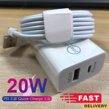 Fast Charger QC PD 20W Power Adapter Cube USB Cord For iPhone 8 13 12 14 11 7 6