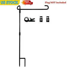Garden Flag Stand-Holder-Pole with Flag Stopper and Clip Waterproof For Flags