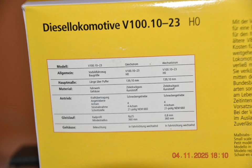 Brawa H0 42807 Diesellok V100.10 DB 211 044-3 Ep. lV Wechselstrom Digt. Sound - Bild 2 von 4