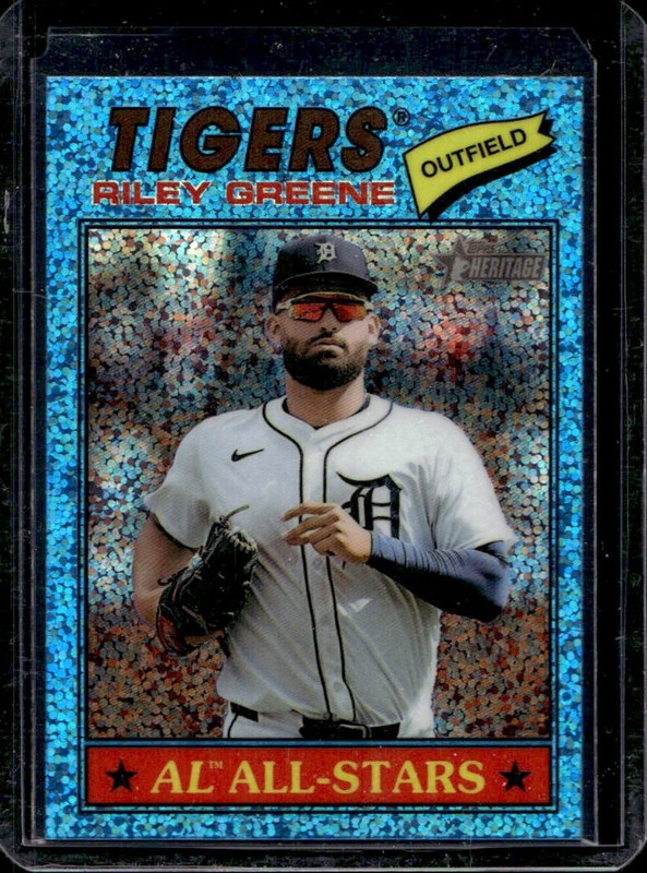 2026 Topps Heritage Riley Greene Chrome Aqua Sparkle Refractor #152 Tigers