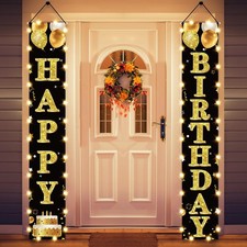 Happy Birthday Lighted Banner Decorations for Any Age Men Women