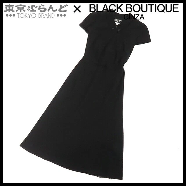 5 6.29 7.10 Chanel abito aperto dietro P12701V07189 nero lana manica francese 36 top