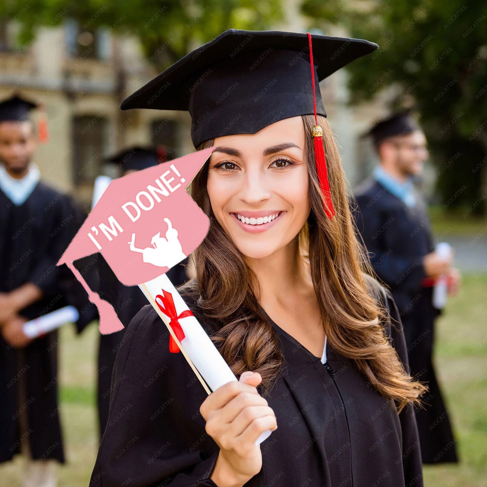 Pink Graduation Photo Booth Props Set - Pack of 24, Graduation Picture Props,...