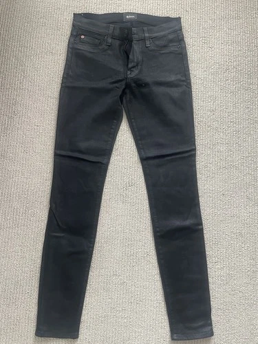 Hudson Nico Mid Rise Super skinny Black Coated Jeans NCOA Size 27 For Sale