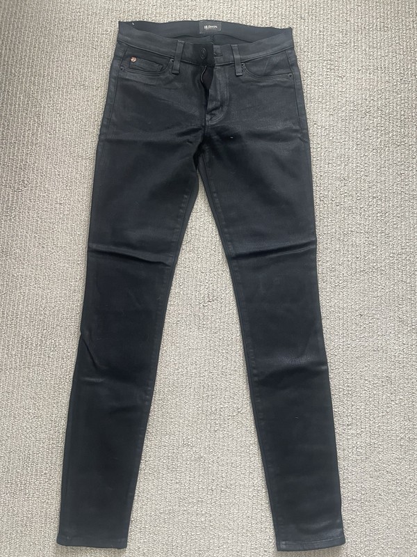 Hudson Nico Mid Rise Super skinny Black Coated Jeans NCOA Size 27 For Sale