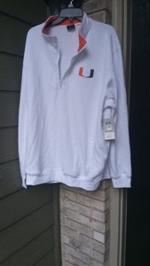 MEN COLOSSEUM MIAMI HURRICANES WHITE TORTUGAS LOGO QUARTER ZIP JACKET