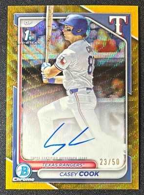 2024 Bowman Draft Casey Cook Chrome Auto Gold Wave Refractor /50 1st Prospect