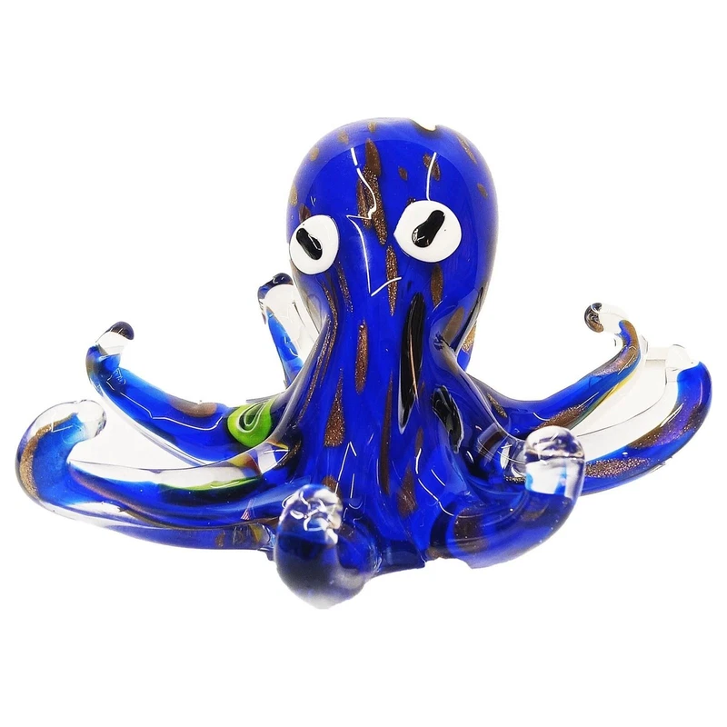 Polipo in Vetro Blu 17x16,5x10,5 cm Soprammobile Statuetta Decorativa Scultura, fotografia 8 di 9