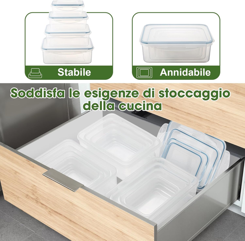 Contenitori Ermetici per Alimenti, 4 Pezzi, Contenitori Di Plastica Contenitori - Foto 5 di 12