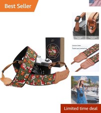 Comfortable and Stylish Camera Strap - 2'' Wide Cotton with Floral Embroidery