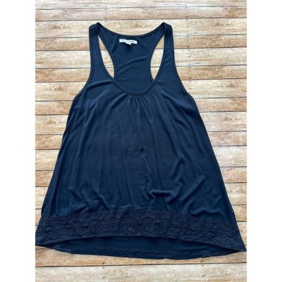 American Eagle Black Racerback Tank Top Lace Hem Size Small