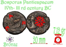 Ancient Greek coin Authentiq Bronze Cimmerian Bosporus Panticapaeum 4 BC #33596