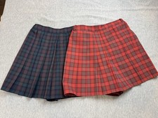 Lot Of 2 Girls Uniqlo Plaid Skort School Uniform Academia  90s Y2K Red Green