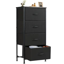 4-Drawer Dresser Bedroom Chest of Drawers Skinny Fabric Storage Tower Nightstand