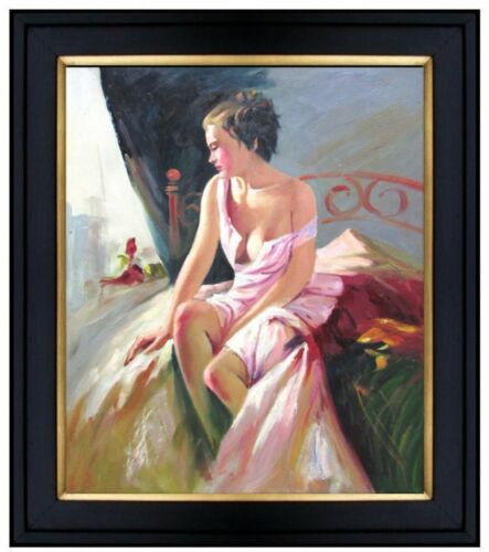 Framed, Lazy Morning, Quality Hand Painted Oil Painting 20x24in - Foto 1 di 3