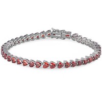 Beautiful January Birthstone Gem Garnet Hearts .925 Sterling Silver Bracelet 7 on sale Beautiful January Birthstone Gem Garnet Hearts .925 Sterling Silver Bracelet 7 on sale