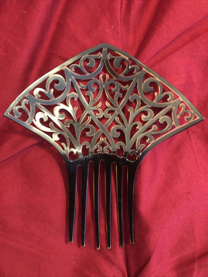 ART NOUVEAU LARGE CELLULOID MANTILLA HAIR COMB eBay