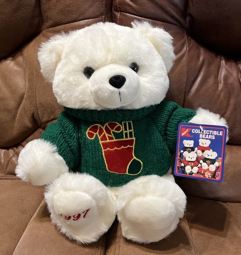 Kmart Collectible Bears Teddy Bear 1997 Plush Stuffed Animal Green Sweater NWT