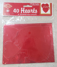 Vintage Beistle Foil Heart Cutouts, Pkg of 40, Valentine's Day Decorations