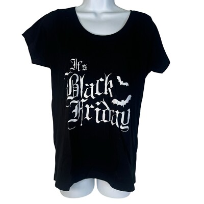 It's Black Friday Black T-Shirt Top Tee YouTube Youtuber Goth Punk Bats Witchy L