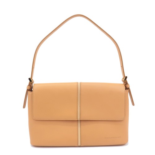 BURBERRY Shoulder Bag Hand Bag Beige Leather Auth Used