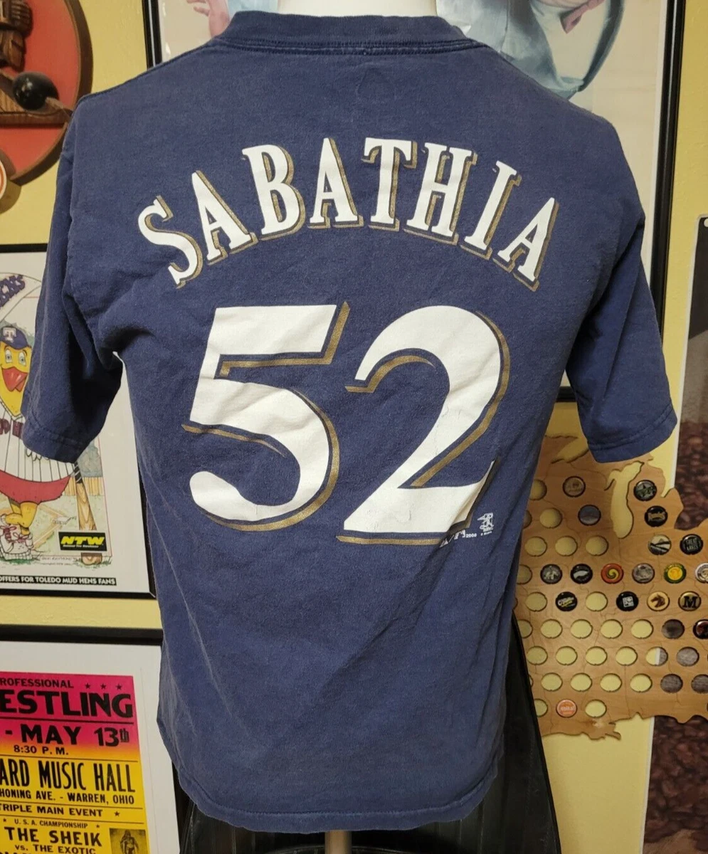 VTG Milwaukee Brewers CC Sabathia Jersey T Shirt Youth Large MLB Majestic