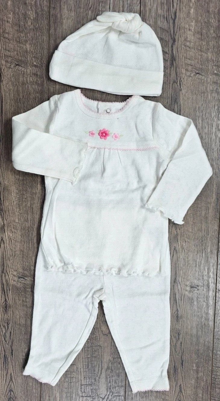 Baby Girl Clothes New Carter's Vintage 6 Month 3pc White Eyelet Outfit & Hat