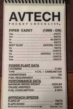 Piper Cadet PA-28-161 AvTech Pocket Checklist, 1988 and On
