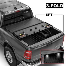5ft Tri-fold Hard Tonneau Cover For 2019-2026 Ford Ranger Truck Bed W Led