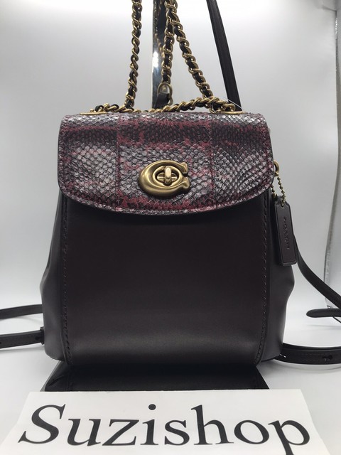 Coach Parker 16 Leather Backpack Exotic Flap Red With Black 79635 for sale online | eBay