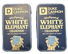 Duke Cannon White Elephant Champion Bar Soap 10 oz Collectable Blue Tin Lot x2