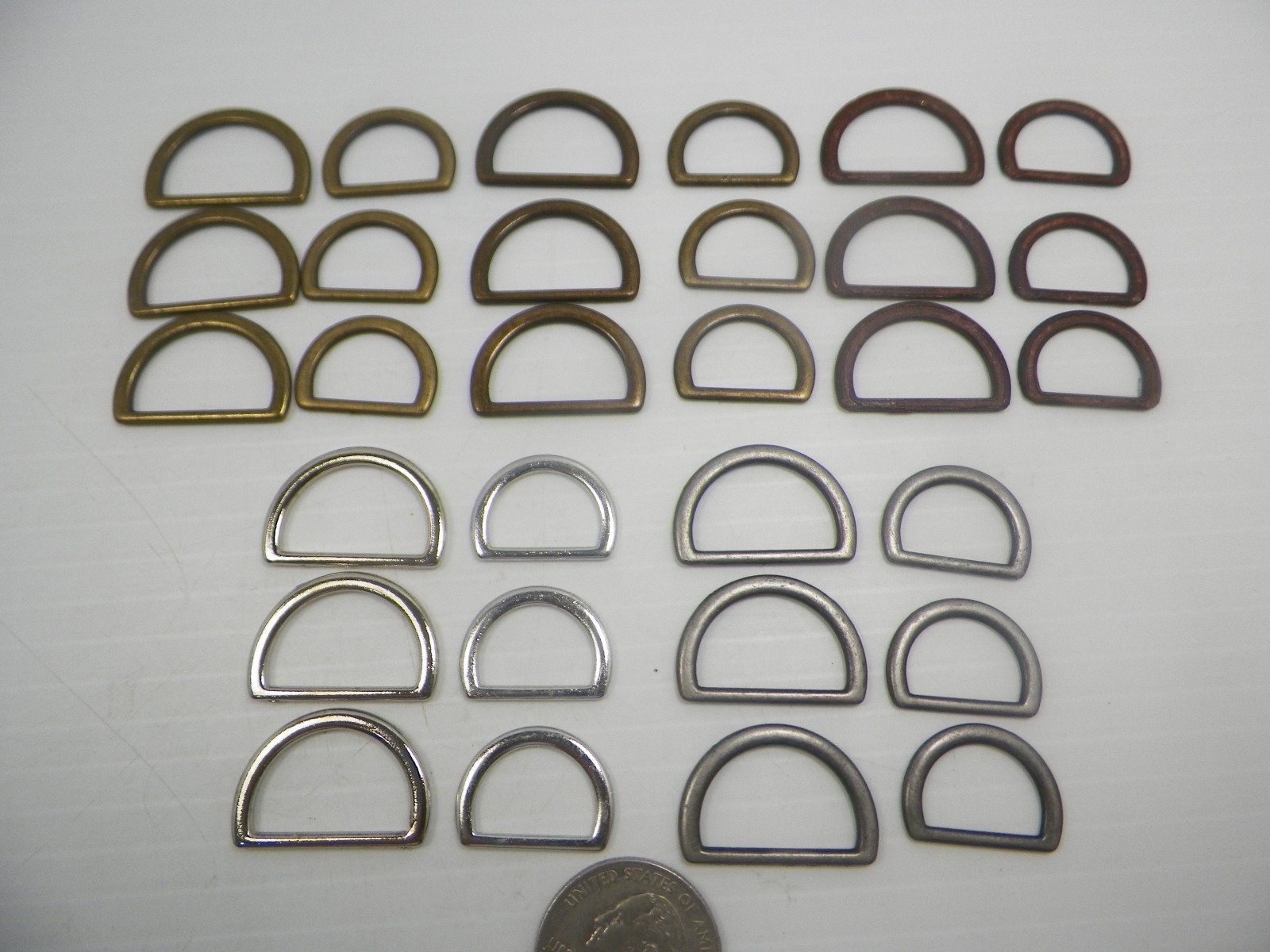 New Brass, Bronze, Silver & Old Iron Metal D Rings for 5/8" & 3/4