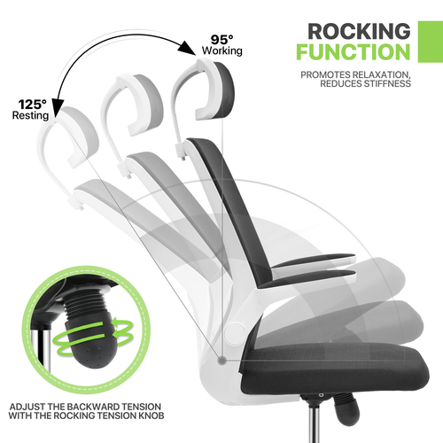 Black Breathable Mesh Conference Desk Chair Home Office Computer Seat w/Headrest - Picture 8 of 13
