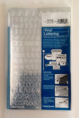 Chartpak 1/2-inch Silver Stick-on Vinyl Letters & Numbers (01019), Full Sheet